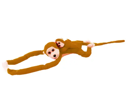 Mascot Plush Monkey with Baby, Light Brown 70 cm