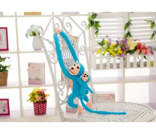 Mascot Plush Monkey with Baby, Blue 90 cm