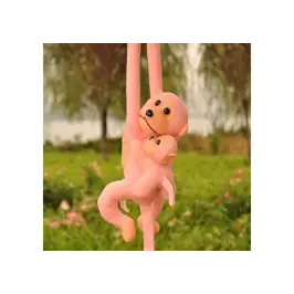 Mascot Plush Monkey with Baby, Pink 90 cm
