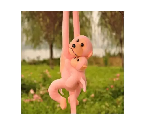 Mascot Plush Monkey with Baby, Pink 90 cm