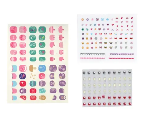 Nail Set Pink Nail Tips Stickers Diamonds Nail Set Pink Nail Tips Stickers Diamonds