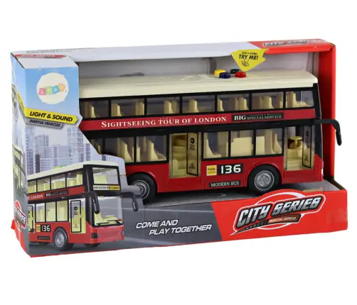 Double Decker City Bus Lights Sounds Red 1:16
