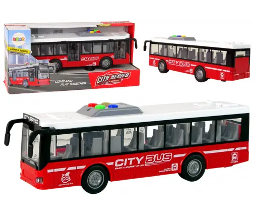 Battery Powered Bus Lights Sounds Friction Drive Red 1:16