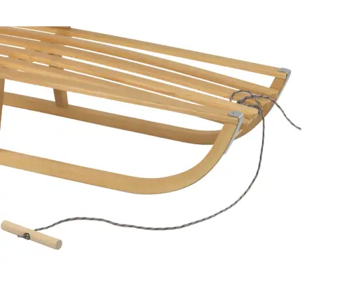 Wooden sled with a backrest and a string of sleds