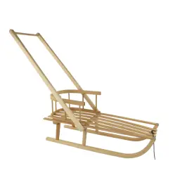 Sled With Backrest, Wooden Pusher, Wooden Handle