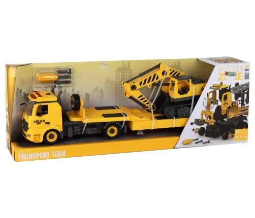 Folding Tow Truck With Crawler Excavator Sound Light DIY Yellow