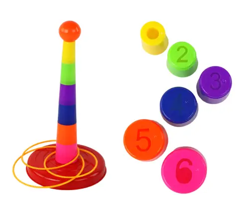 Game Throwing Cups and Hoops to a Target with Various Degrees of Difficulty