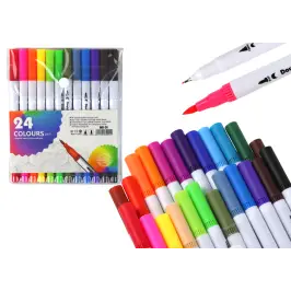 Set of 24 double-sided markers in various colors in an organizer