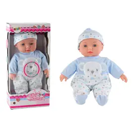 Baby doll, blue pajamas with teddy bear, hat, sounds