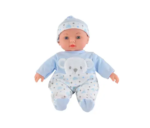 Baby doll, blue pajamas with teddy bear, hat, sounds