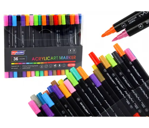 Set of 36 double-sided markers for ceramics, glass and clothes