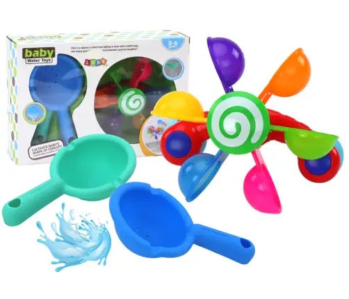 Rotating Bath Toy Colorful Bowls Two Spoons Rotating Bath Toy Colorful Bowls Two Spoons