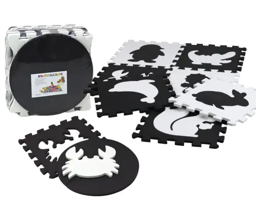 Soft Puzzle Mat Contrasting Educational EVA Foam Black and White 19 pieces. Soft Puzzle Mat Contrasting Educational EVA Foam Black and White 19 pieces.