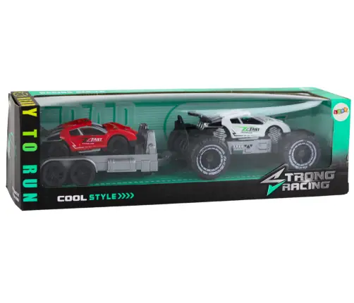 Set: White Off-Road Car, Red Sports Car, Tow Truck Set: White Off-Road Car, Red Sports Car, Tow Truck