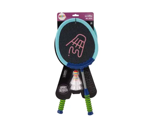 Set of 2 Badminton Rackets Blue Badminton Shuttlecocks