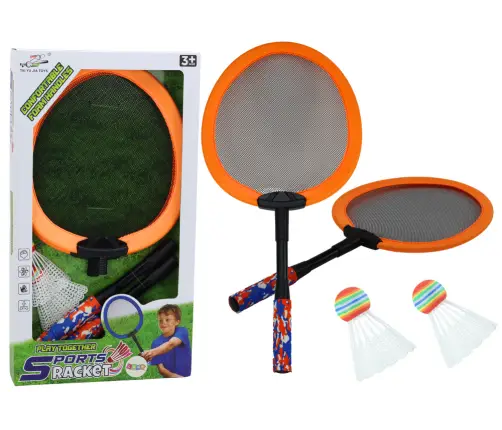 Set of 2 Badminton Rackets, 2 Badminton Shuttles, Orange