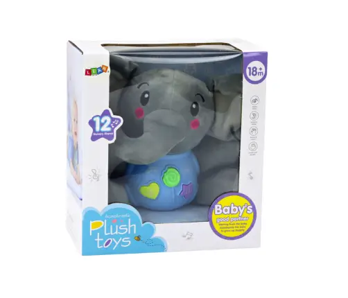 Plush Elephant Interactive Plush Blue Playing 19 cm