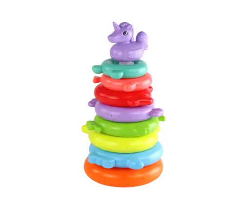 Pyramid Unicorn Puzzle 8 Circles Colorful 29cm x 14cm x 14cm Pyramid Unicorn Puzzle 8 Circles Colorful 29cm x 14cm x 14cm