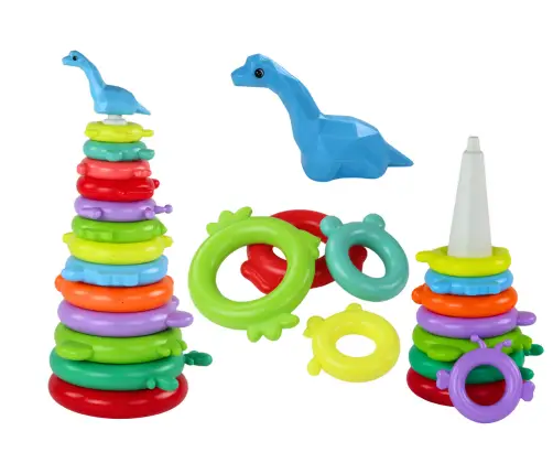 Giraffe Pyramid Puzzle 13 Circles Colorful 43cm x 18cm x 18cm