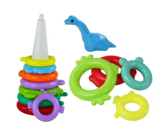 Giraffe Pyramid Puzzle 13 Circles Colorful 43cm x 18cm x 18cm