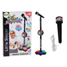 Microphone with Stand for Children, Adjustable, Black