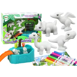 Artistic Set Painting Dinosaurs Bathtub Slide Figures Markers