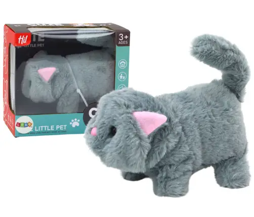 Plush Interactive Animal Kitten Walks and Meows Gray