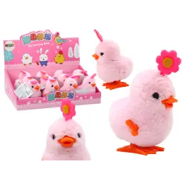 Pink Jumping Hen Wind-up Hen With Flower