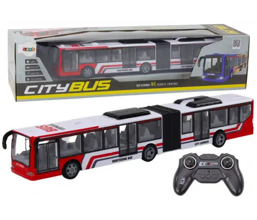 Radiovadāmā autobuss ar pulti City Bus Red and White