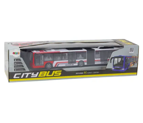 Radiovadāmā autobuss ar pulti City Bus Red and White