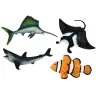 Set of Sea Animal Figures Shark Dolphin Stingray 5 pcs