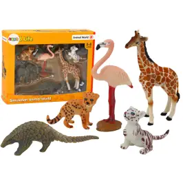 Set of Animals Figurines Giraffe Flamingo Elephant Tiger