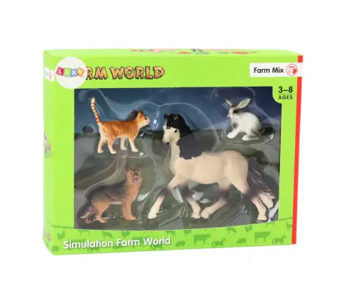 Set of Pet Figures Horse Dog Rabbit Cat 4 Pieces