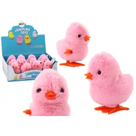 Jumping Chicken Wind-Up Plush Toy Decoration Pink