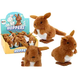 Jumping Kangaroo Wind-Up Plush Toy Decoration Brown