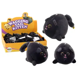 Plush Stretched Cat Jumping Mascot Black