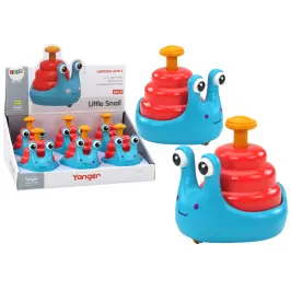 Cheerful Snail On Wheels Riding Blue And Red