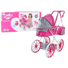 Doll Stroller Metal Bag Big Wheels Pink