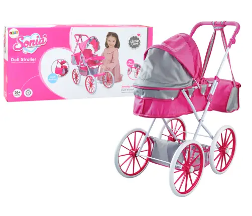 Doll Stroller Metal Bag Big Wheels Pink Doll Stroller Metal Bag Big Wheels Pink