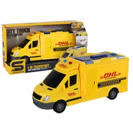 Delivery Car 1:16 Friction Drive Opening Doors Lights Yellow Sounds