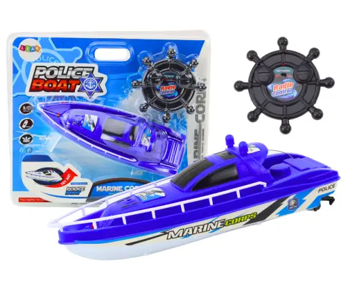 Remote Controlled Police Boat RC Blue Remote Control 27MHz Remote Controlled Police Boat RC Blue Remote Control 27MHz