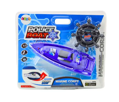 Remote Controlled Police Boat RC Blue Remote Control 27MHz Remote Controlled Police Boat RC Blue Remote Control 27MHz