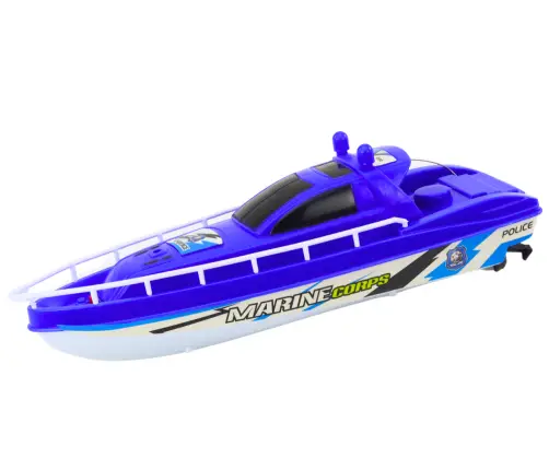 Remote Controlled Police Boat RC Blue Remote Control 27MHz Remote Controlled Police Boat RC Blue Remote Control 27MHz