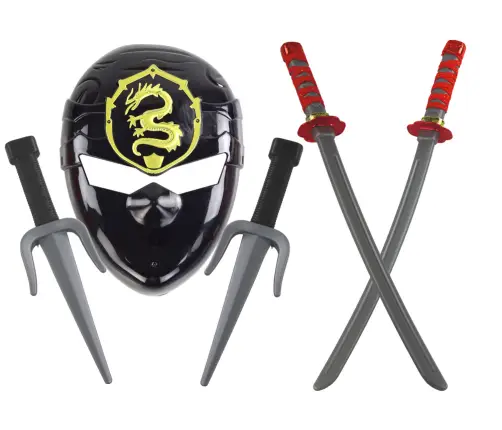 Ninja Warrior Set Mask Swords Daggers Red Decorations Ninja Warrior Set Mask Swords Daggers Red Decorations
