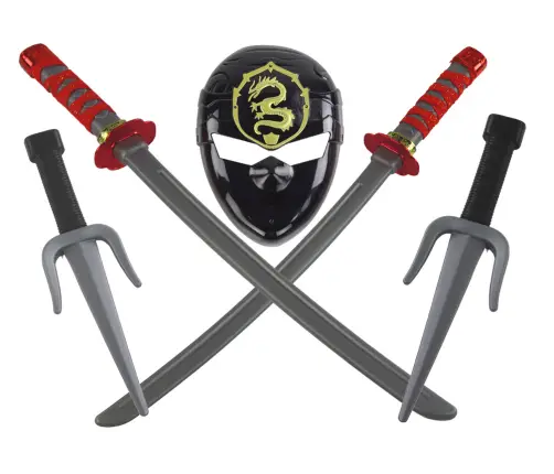 Ninja Warrior Set Mask Swords Daggers Red Decorations Ninja Warrior Set Mask Swords Daggers Red Decorations