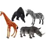 Set of African Animal Figurines 4 Pieces Giraffe Gorilla
