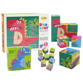 Educational Puzzle 6in1 Blocks Puzzle Cubes 6 Pictures Dinosaurs 9 El.