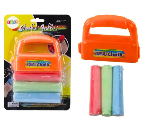 Set of Chalks with Handles Thick Sidewalk Chalk Orange 3 Pcs