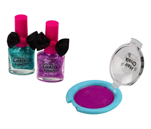 Beauty set for makeup, nail styling, shadows and polishes Beauty set for makeup, nail styling, shadows and polishes