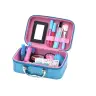 A set of cosmetics in a Crown Blue nail makeup case
